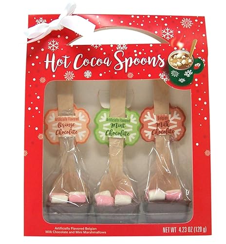 Miniatura 2 de Cucharas de chocolate con leche belga envueltas individualmente con mini malvaviscos deshidratados, rellenos Storckingt, paquete de 3