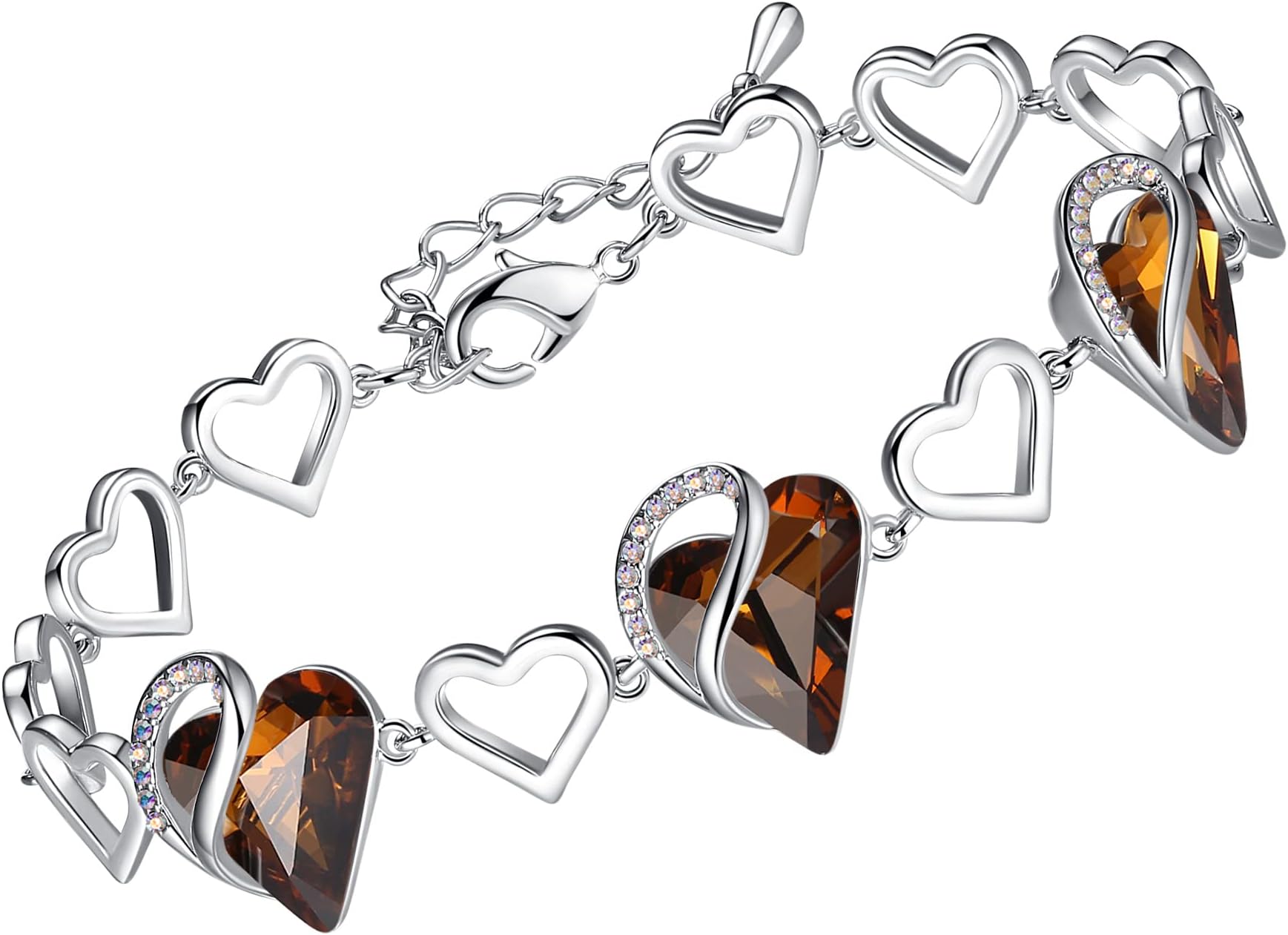 Leafael Infinity Love Heart Bracelet Made with Swarovski Crystals Amethyst Dark Pink February Birthstone Jewelry Gifts for Women