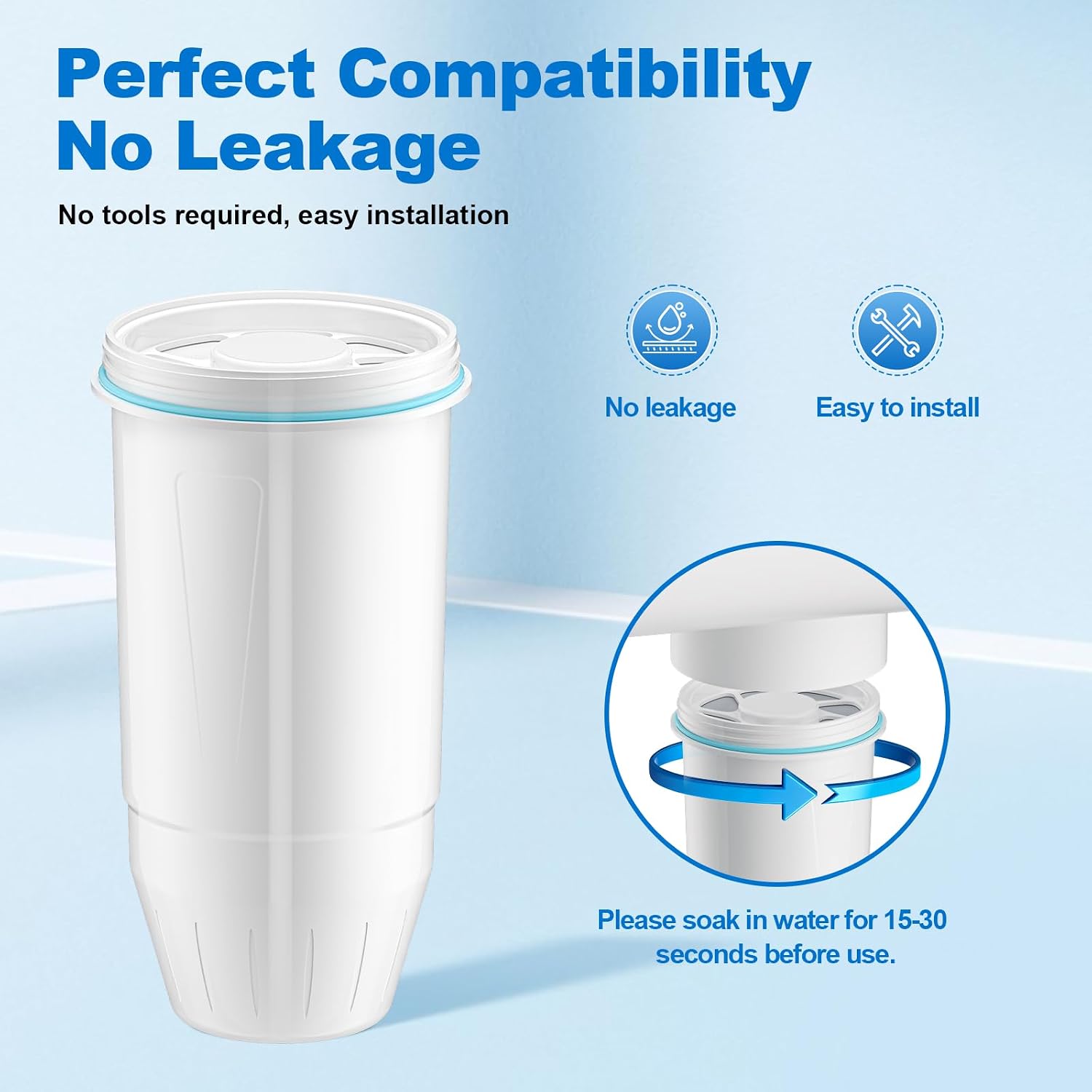 Water Filter Replacement Compatible with Zero Pitcher and Dispenser ZR-001 ZR-004 ZP-006 ZR-01, 5-Multi-Stage Filter System 0 TDS, Filter by YangVigour Reduces Chromium Lead (4, 4PCS-White)