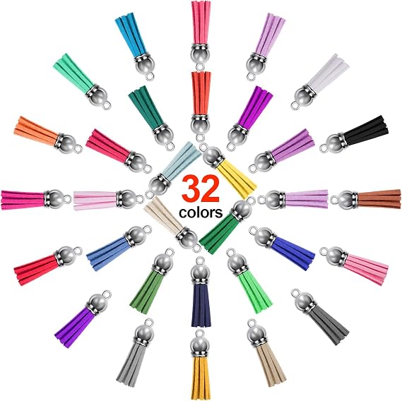 SIQUK 160 Pcs Keychain Tassels Leather Tassel Bulk for DIY Keychain Craft