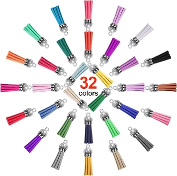 SIQUK 160 Pcs Keychain Tassels Leather Tassel Bulk for DIY Keychain Craft
