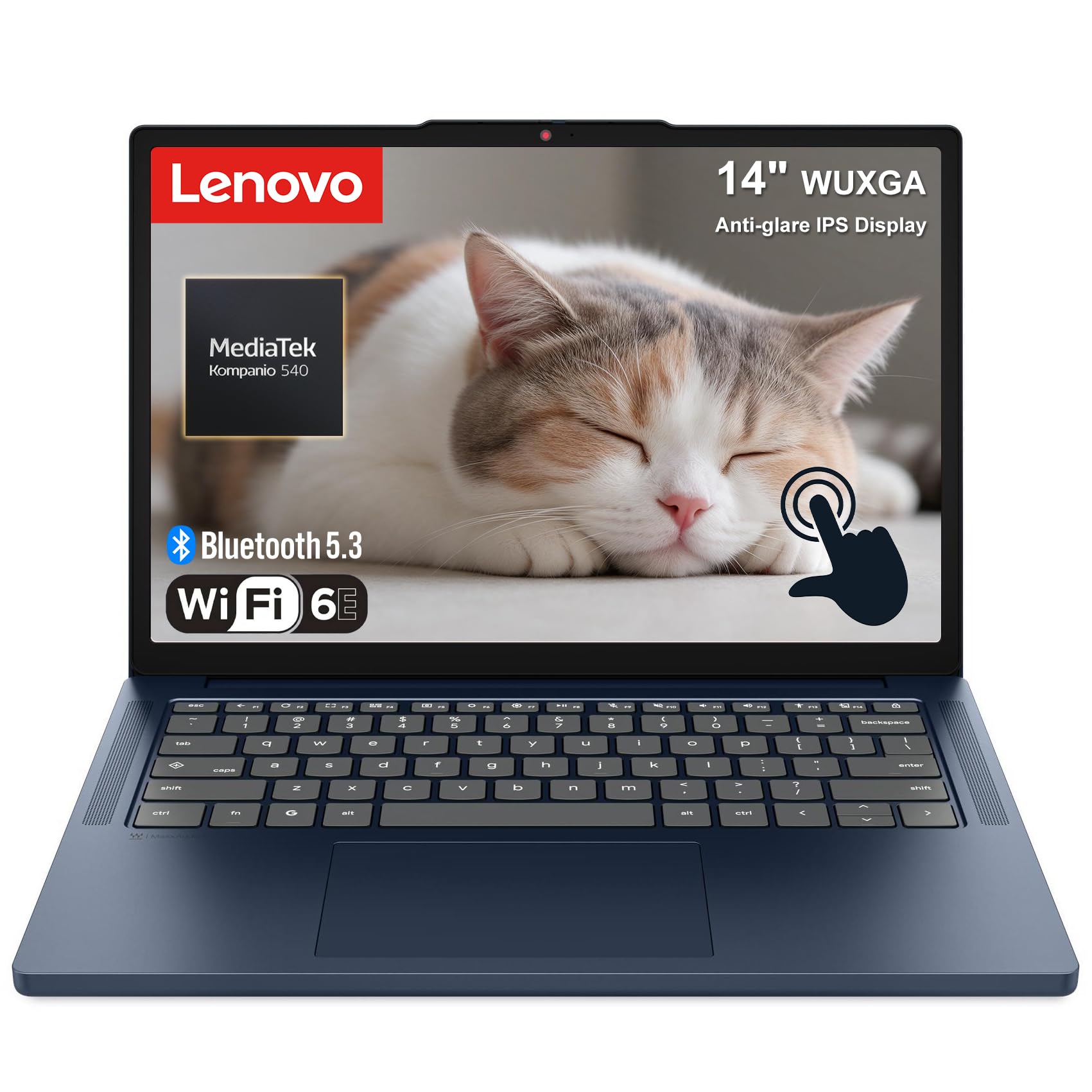 Lenovo Chromebook, 14" WUXGA Touchscreen, 8-Core Processor, Cosmic Blue