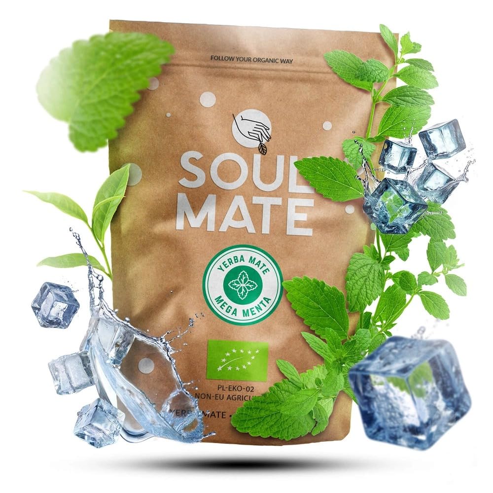 Soul Mate Orgánica Mega Menta 1 kg (2x500g) – Bio-Yerba Mate, gusto di menta e mentolo, energizzante naturale