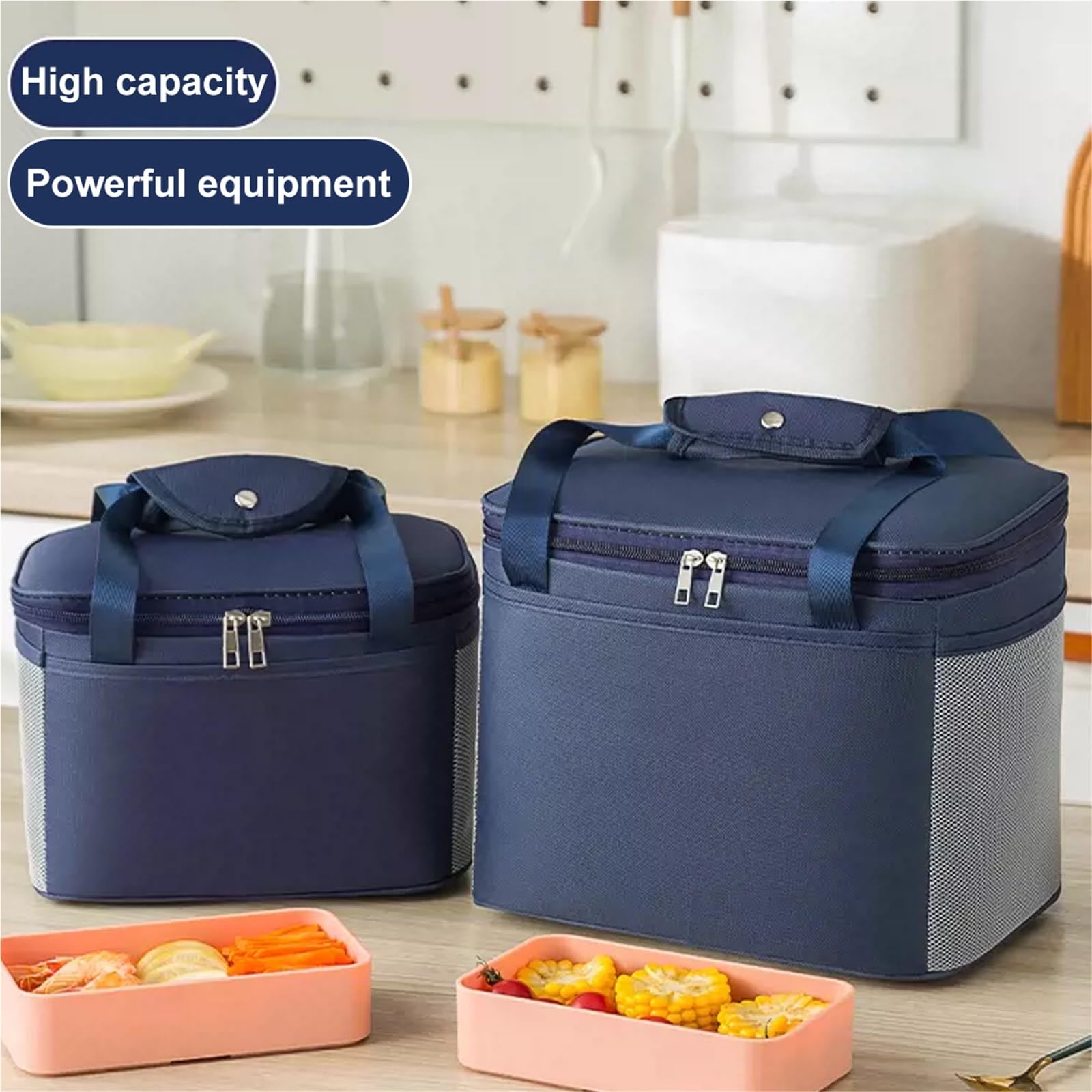Sac de Camping, Lot de 2 Sacs isolants épais et imperméables en Aluminium for l'extérieur, for la Maison, Cuisine Le Rangement(Blue,25 * 18 * 15cm)