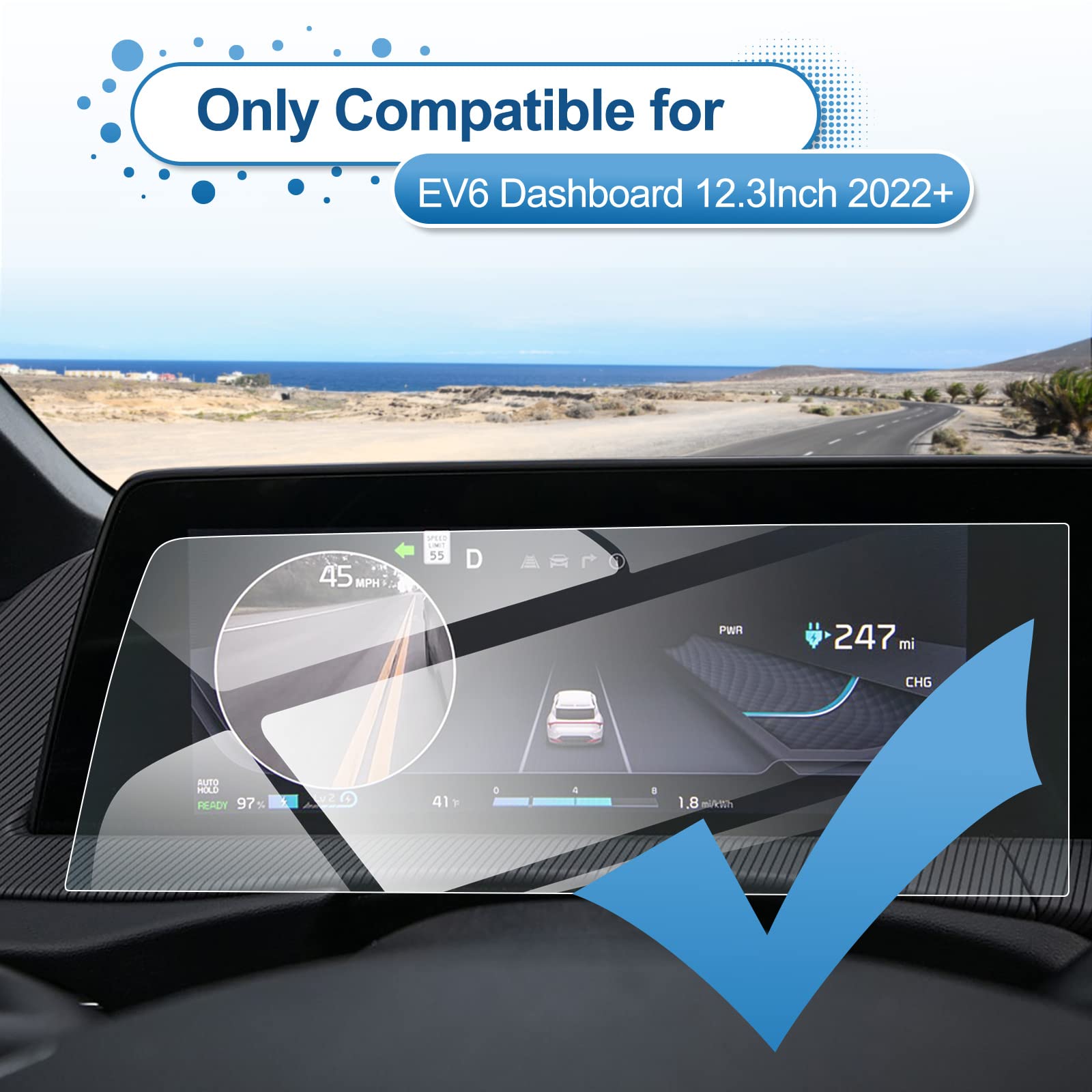 2022-2025 Kia EV6 Screen Protector Kit - 12.3" + Dash Tempered Glass (4-Piece Set)