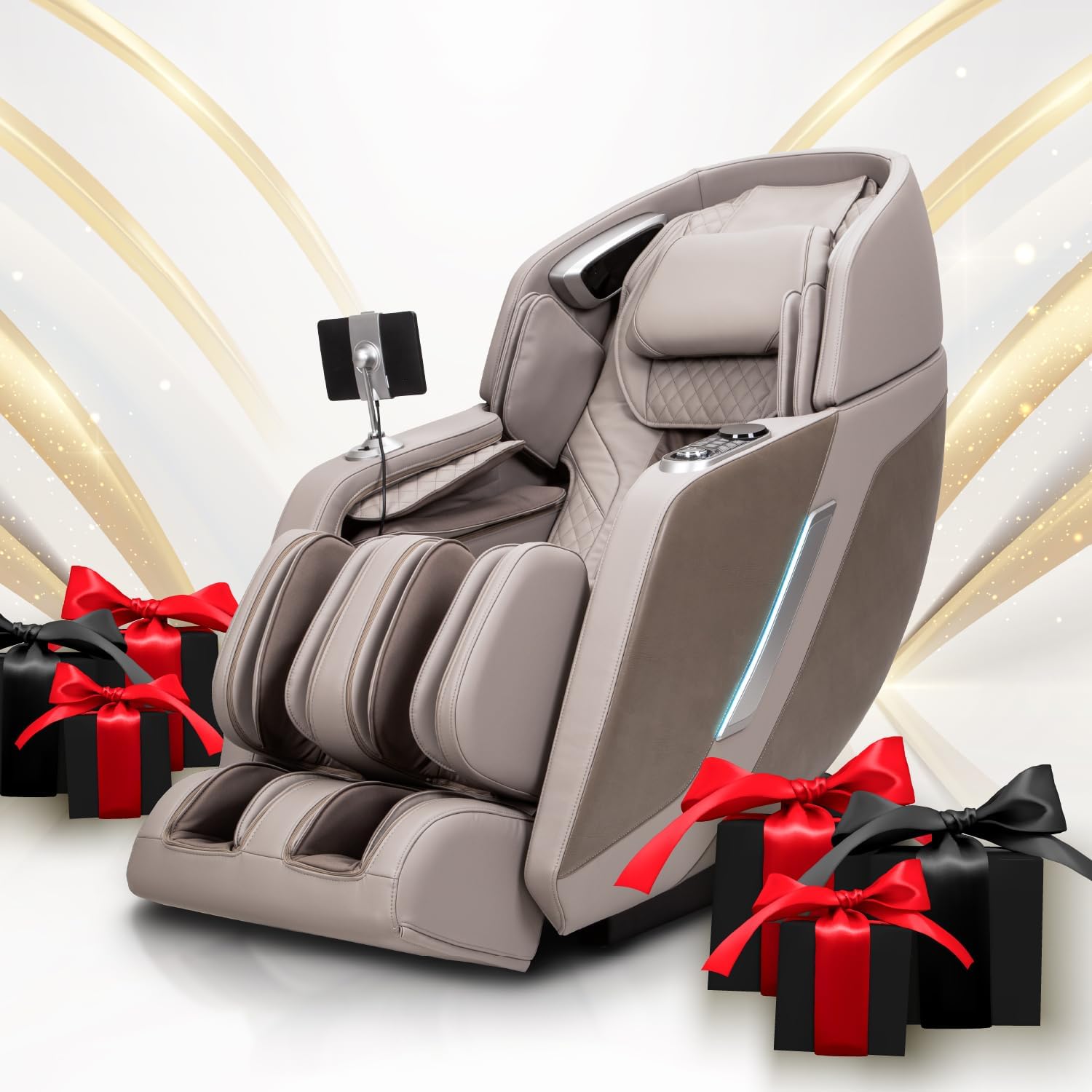 Titan 4D Ultima | Taupe | Massage Chair | Full Body Air Bag Massage | Zero Gravity Reclining | SL-Track 4D Massage | Foot Roller | Touchscreen Controller | Space Saving Technology product image