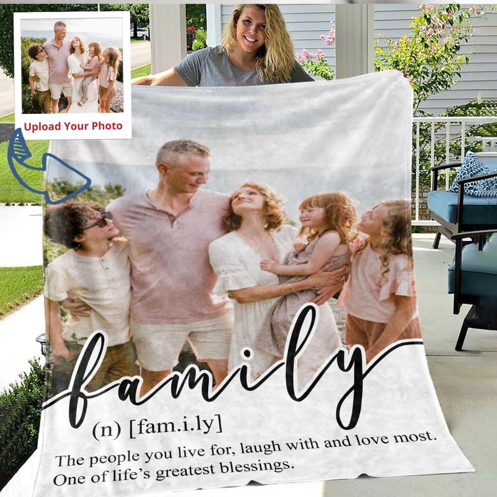GOSSBY Personalized Custom Blanket Family Personalized Gifts for Mom Dad, Custom Throw Blankets, Customized Gifts for Women Men Family Friend Girlfriend on Birthday Christmas Mothers Fathers Day Valen