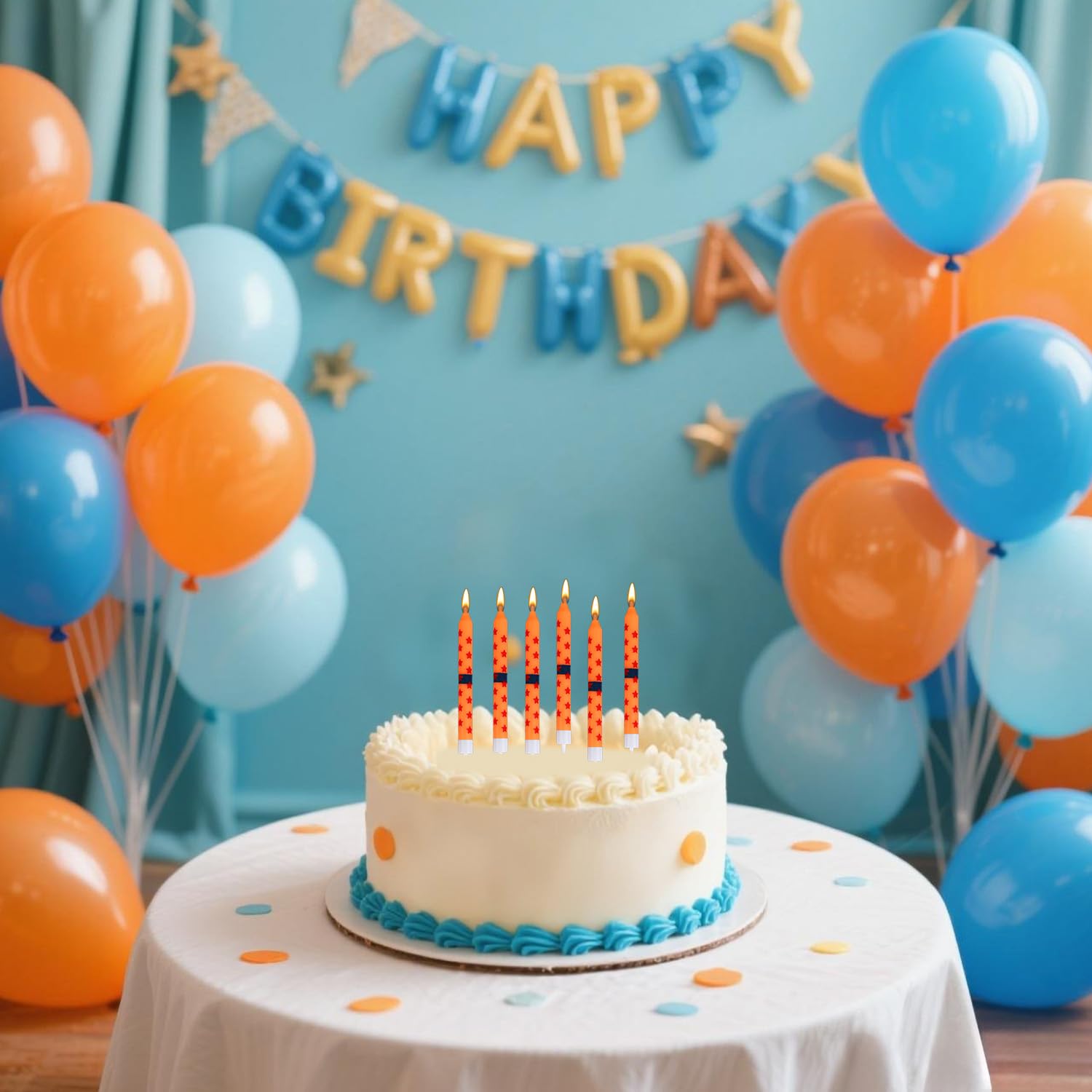 SAVITA 12 Uds Velas Cumpleaños Anime, Amarillas y Rojas Estampado de Estrellas Velas para Tartas de Cumpleaños Decoración Cupcakes para Niños y Esposos Decoración Fiesta con Temática Dibujos Animados
