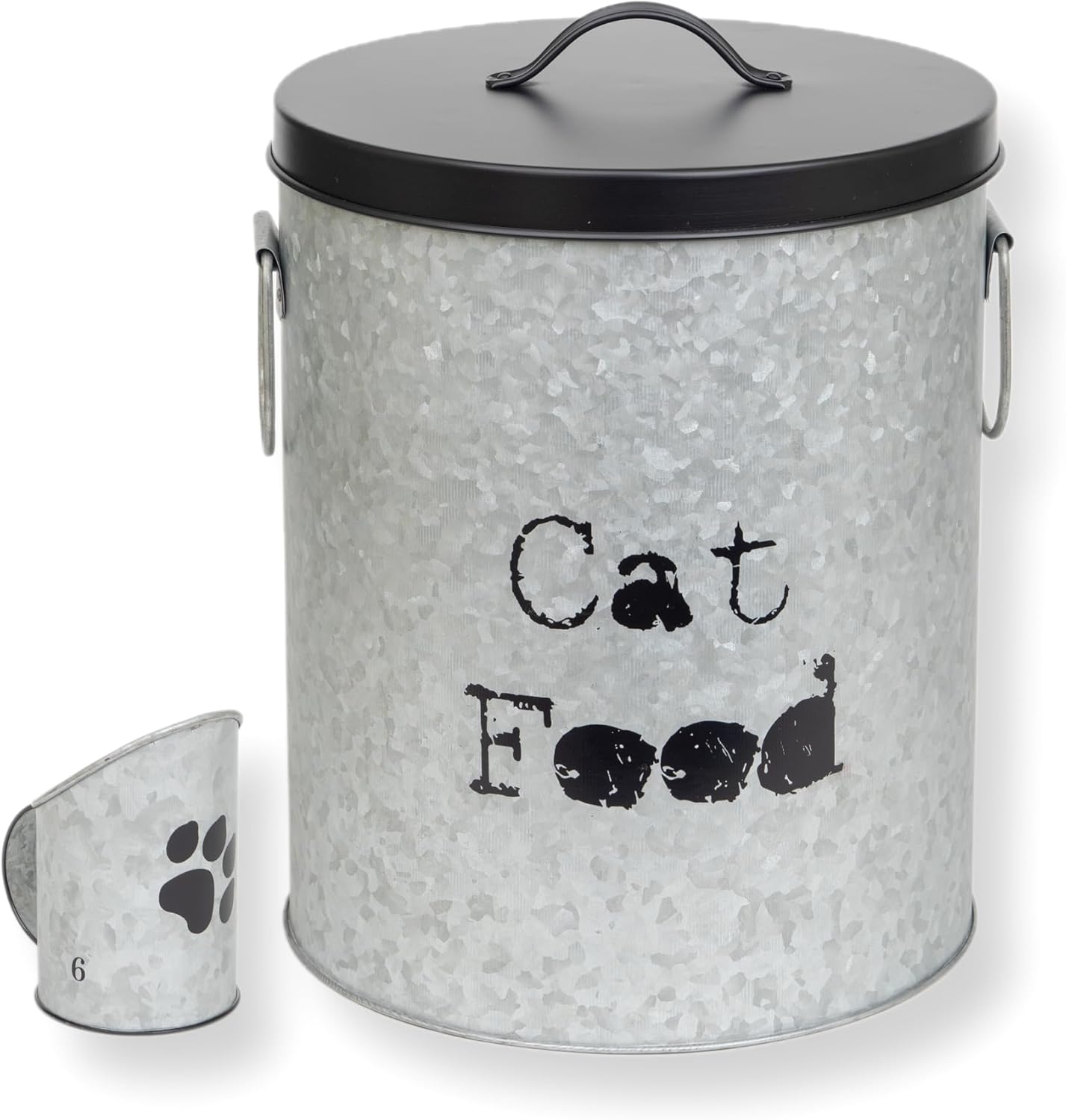 Medium Cat Up To 30lb Pet Food Storage Canister with Scoop – Durable & Airtight for Freshnesss, Minimalist Design & Recyclable, Huge Large Metal Container (Cat Bin - Medium Size)