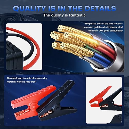 Miniatura 5 de EC5 - Abrazaderas de arranque inteligentes, EC5 Heavy Duty Jump Starter Automotive Booster Cables de repuesto abrazaderas de cocodrilo con pantalla