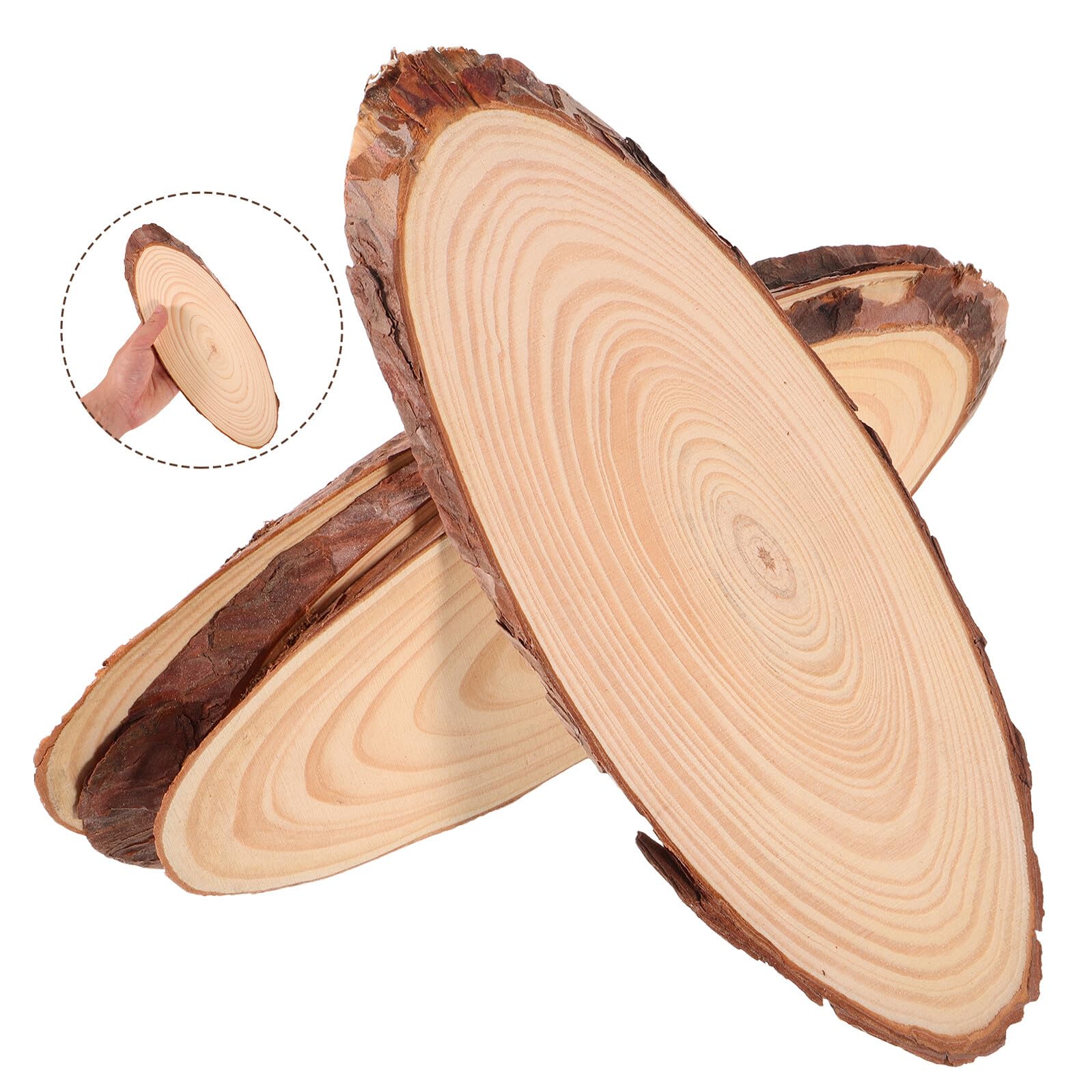 Hohopeti 4 Ovale Holzscheiben zum Basteln aus Unbehandeltem Holz mit Abgeschrägten Kanten für Kreative Projekte und Rustikale Tischdekoration im Atelier