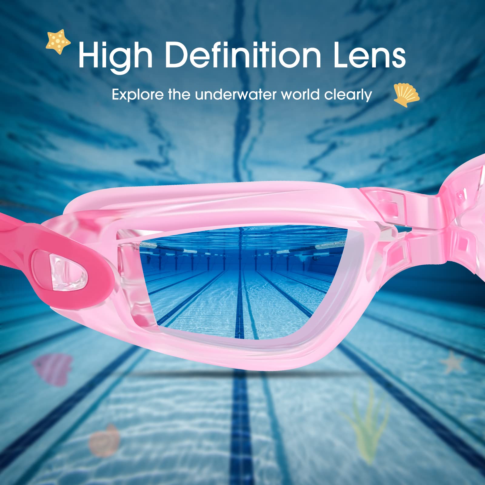 Vatefery Kids Swimming Goggles 2-Pack Swimming goggles kids 6-14,UV Protection,Anti-Fog,No Leaking kids goggles for Children Boys - Image 4