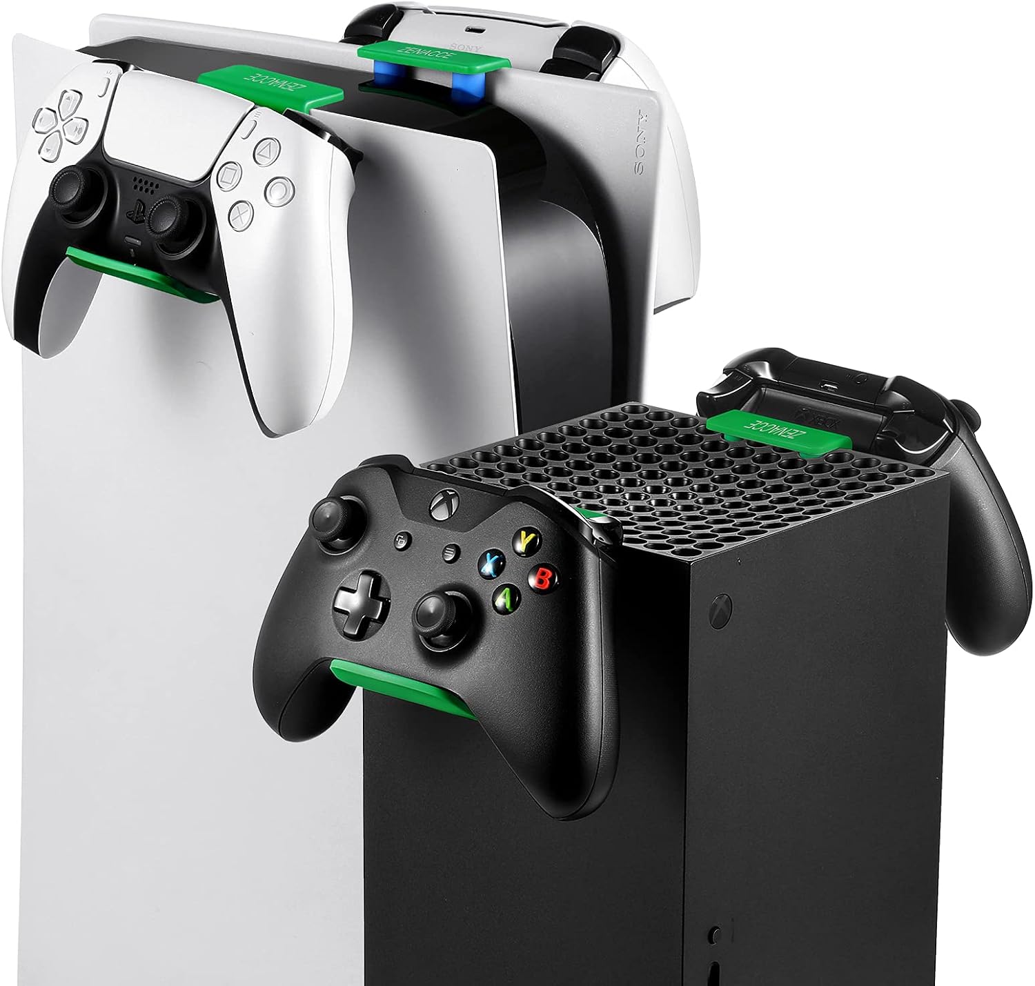 ZENACCE Game Controller Holder Compatible with PS5 and Xbox Series X, Controller Stand Mount for Playstation 5 DualSense and Xbox Series X Controllers, No Screws & No Adhesive Tape - GREEN-4Pcs