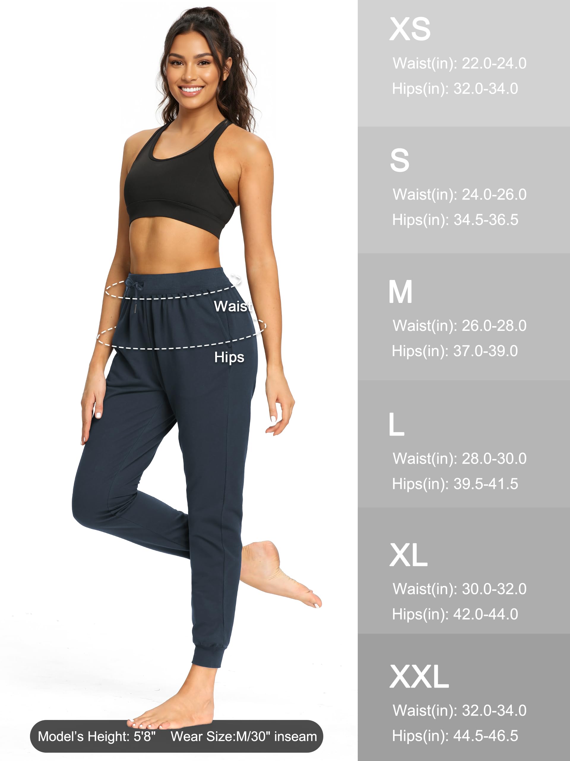 SEVEGO Pantalon de Jogging Femme Survêtement Sport en Coton Cordon de Serrage avec Poches Elastique