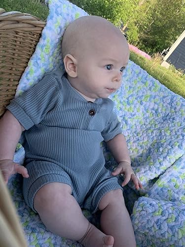 Miniatura 5 de Conjunto de 2 mamelucos sólidos de manga cortalarga de una pieza para bebé niño y niña