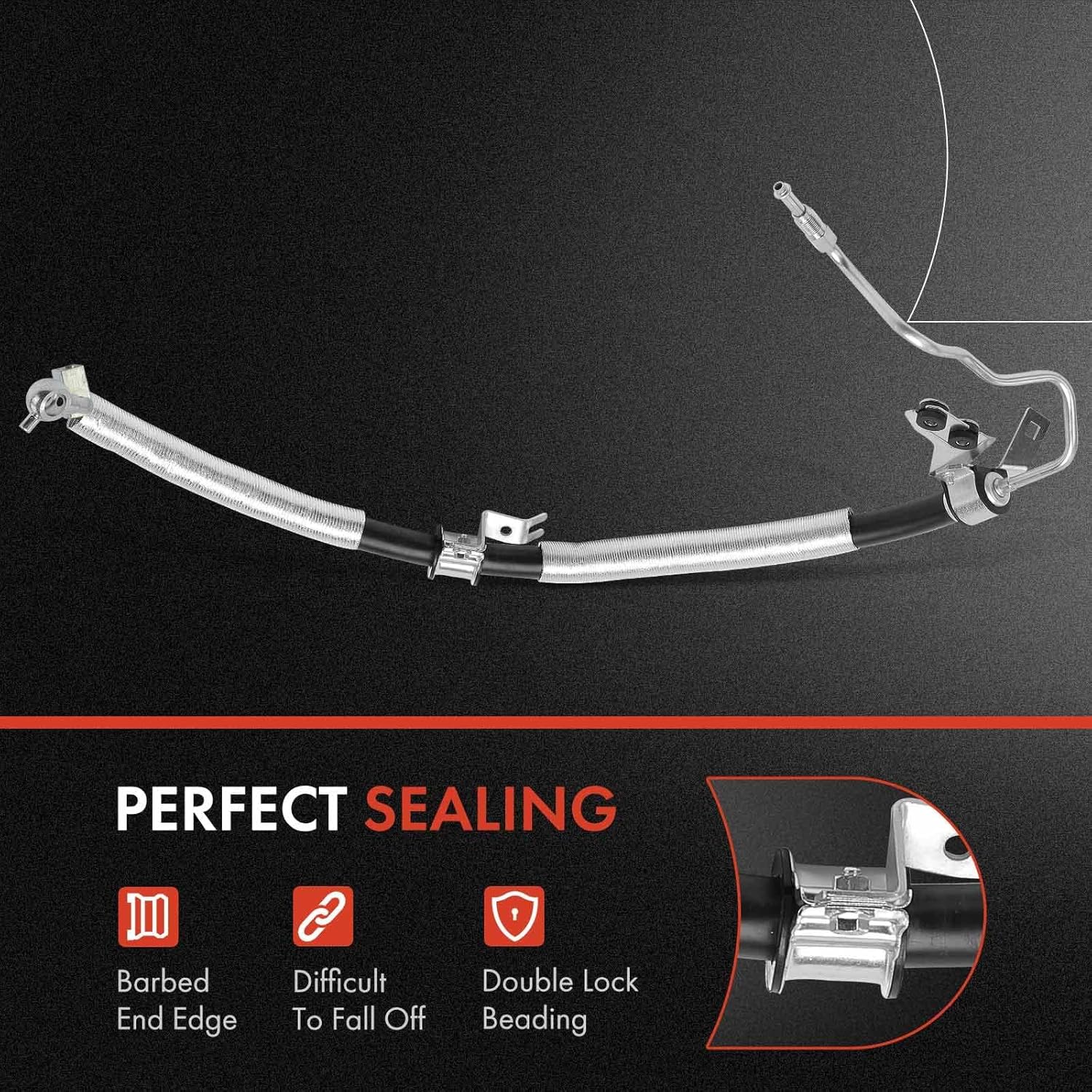 A-Premium Power Steering Pressure Hose Line Assembly Compatible with Nissan Altima 2002-2006, Maxima 2004-2008, 3.5L, with O-ring & Washer, Pump To Gear