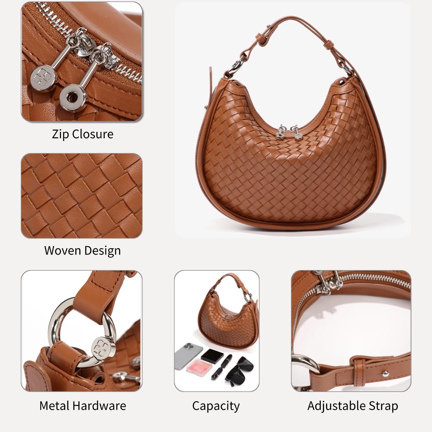 Leather Crescent Bag – Woven Tote & Hobo Handbags – Satchel Bag