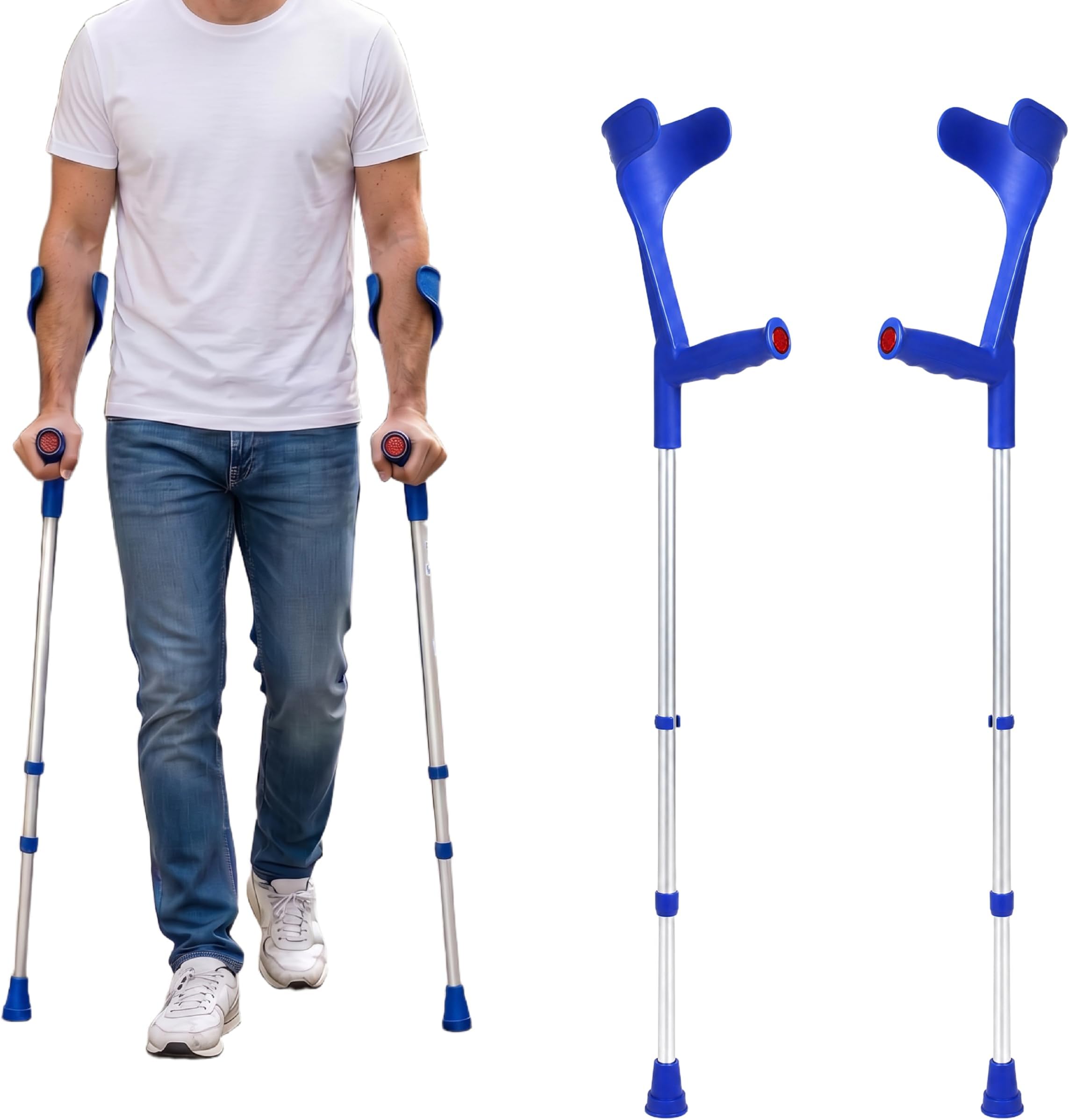 PEPE Mobility Forearm Crutches for Adults (x2 Units) Open Cuff