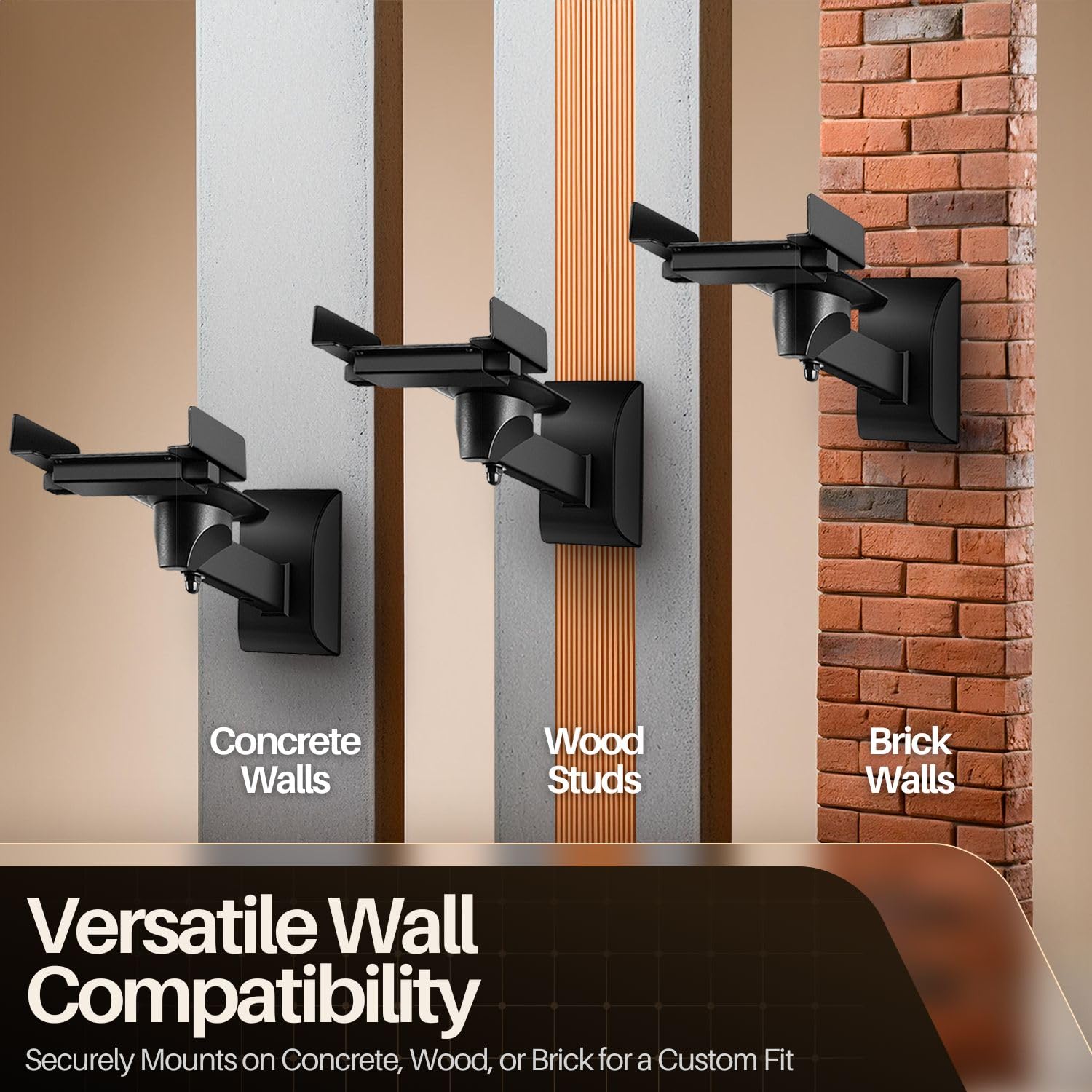 TNP 2X Universal Lautsprecher Wandhalterung, Universelle Lautsprecherhalterung Neigbar Schwenkbar Drehbar Halter Wandmontage Regal Box Wall Mount Boxen Wandhalterung Regalboxen, bis 30kg, Schwarz