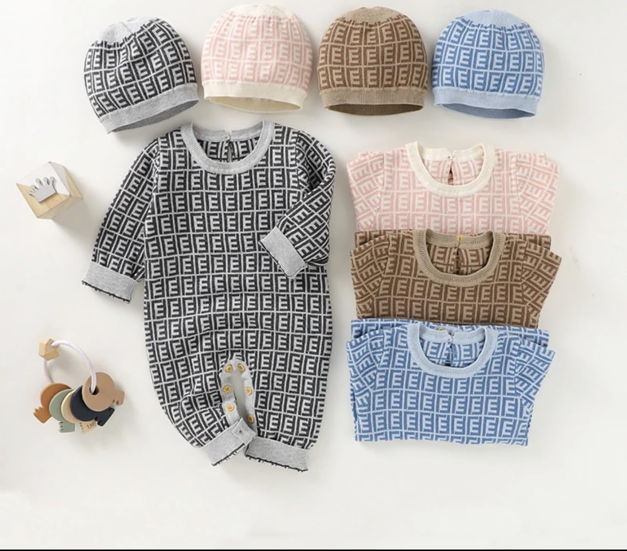Combinaison bébé fendi rose et bonnet le cadeau de naissance idéal