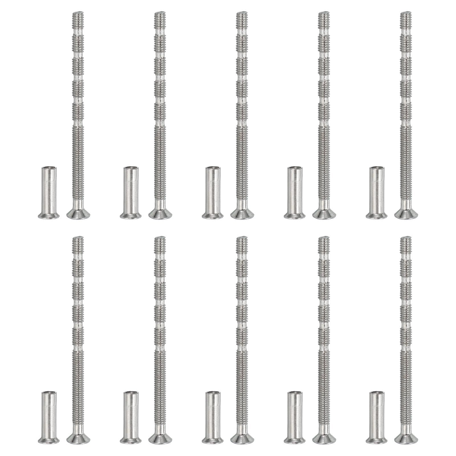 Unifizz M4 x 65 Door Handle Screws, 10 Pcs Breakaway Connecting Bolts with Sleeve Nuts, Phillips Countersunk Head Fixings for Cabinet Drawer Pulls and Internal Door Handle Repair Kit