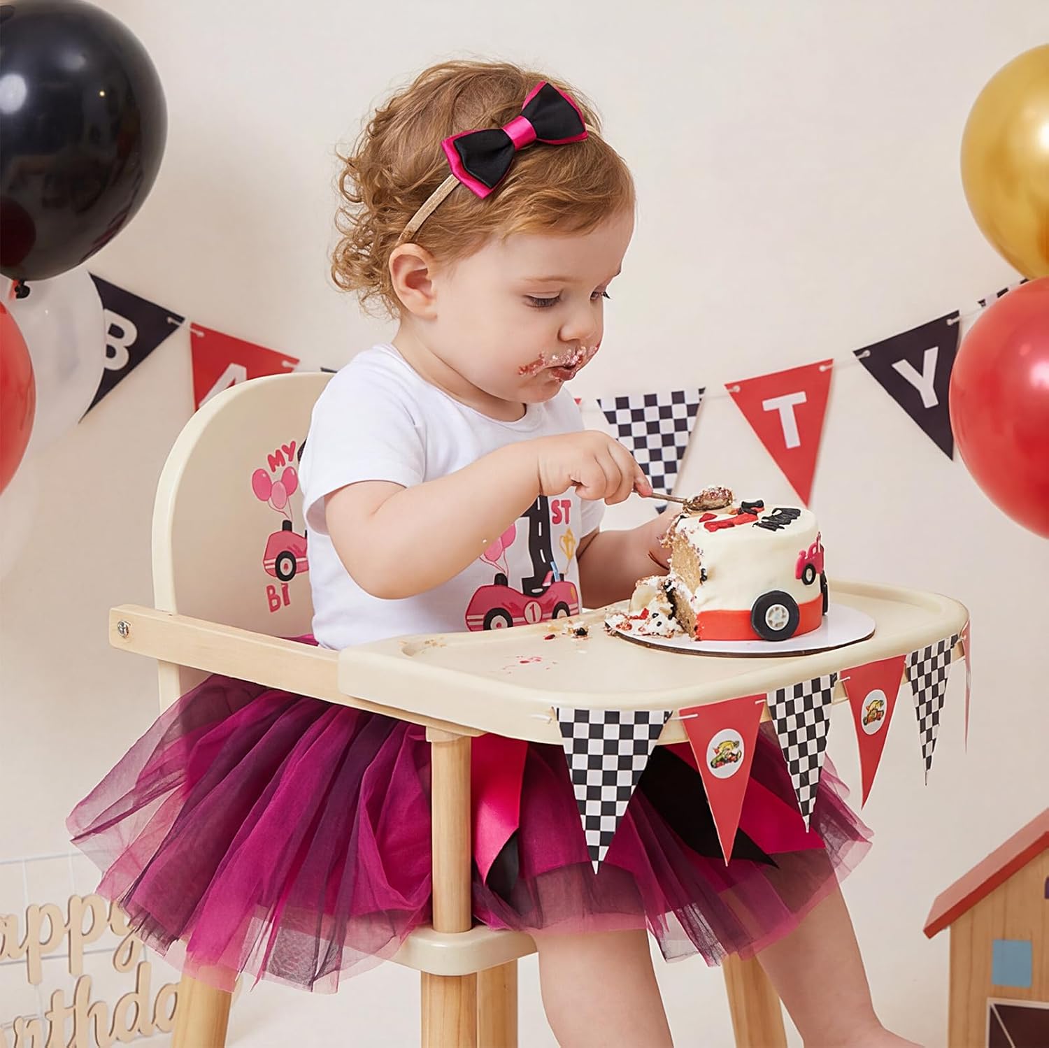IBTOM CASTLE Baby Girls First Birthday Outfit Girl Infant Romper Tulle Tutu Skirt Bow Headband Set Party Princess Dress