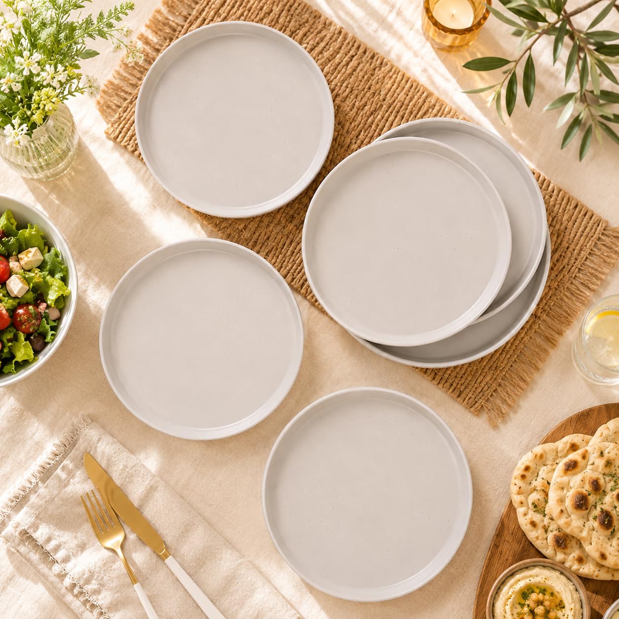 MARKET 99 Minto Beige Melamine Full Plate Set of 6, Matte Round Plain Design, Dinner Plates for Lunch & Dinner, Durable Kitchen Dinnerware for Everyday Use-image-27