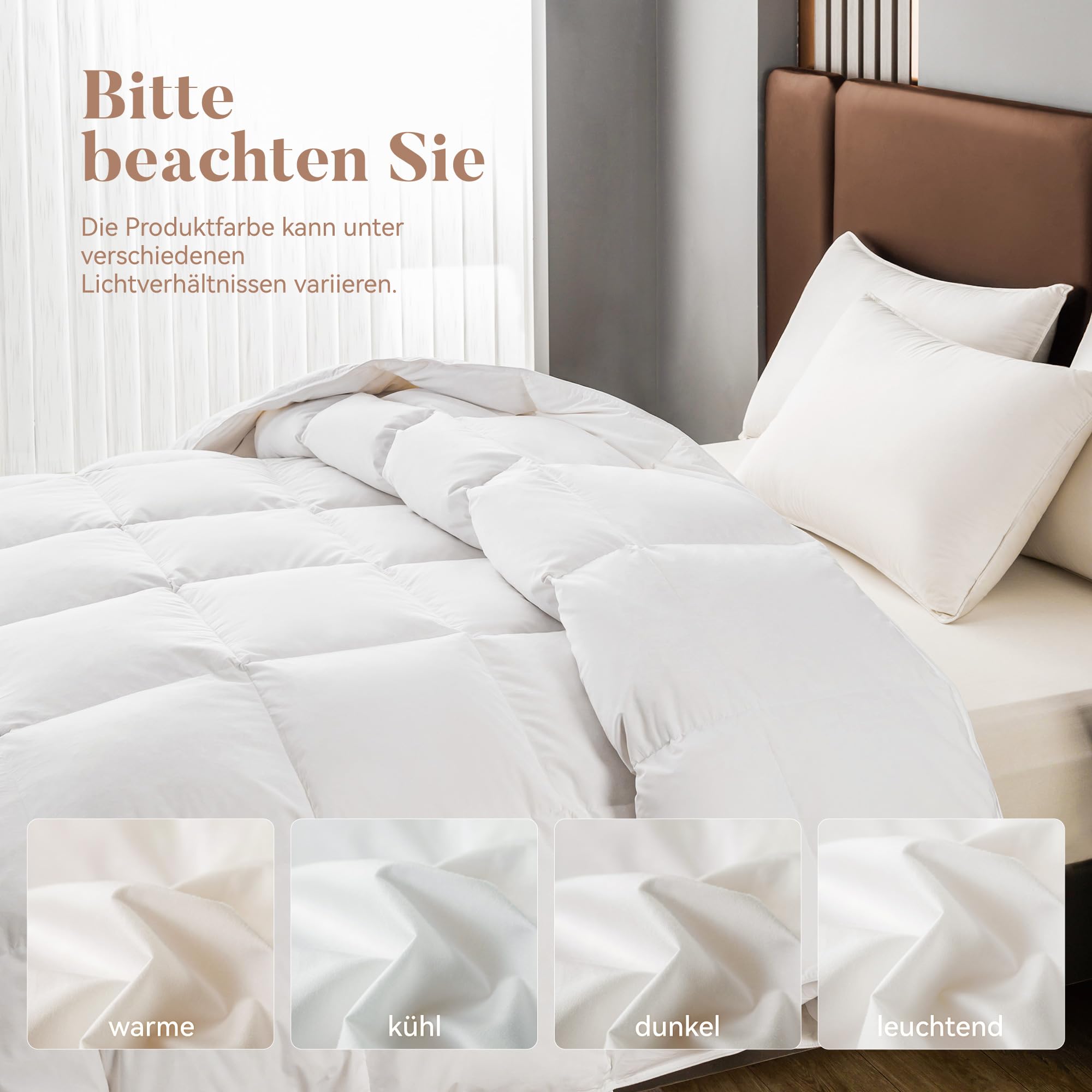 Sophia & William Bettdecke, 4 Jahreszeiten Bettdecken 200x200 cm für Allergiker, Oeko-TEX Zertifizierte Steppdecke, Ganzjahres Federbett Daunendecke mit 80% Federn & 20% Daunen