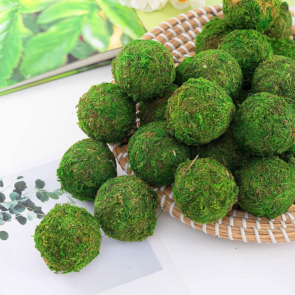 Cabilock Large Decorative Mossballs for Bowls Filler, 4pcs 3. 9" Green Moss Spheres Ball Greenery Faux Mossy Globes, Moss Decor, Garden Wedding Party Home Decors, Centerpiece
