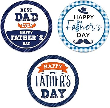 JUESMOS 72PCS Happy Fathers Day Stickers 1.5" Fathers Day Gift Stickers Labels Fathers Day Gift Tags Present Stickers for Envelope Seals Boxes Cards Party Favor Decorations