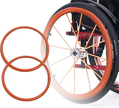 Hcduvso 1Pair Wheelchair Push Rim Covers, 22/24in Non-Slip Rear Wheel Sports Wheelchair Rubber Cover, Wear-Resistant, Improve Grip and Traction,24in-Orange