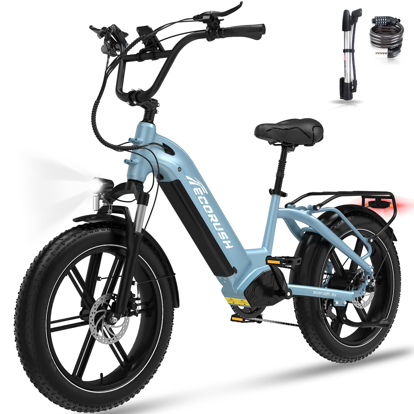 e mountainbike 15 zoll ECORUSH Bike, E-Bike mit 48V/15,6Ah Lithium-Akku, E 20×4,0 Fat Tire, 7-Gang, LCD-Display, 250W Motor & 25Km/h Elektrofahrräder für Herren und Damen Sport & Freizeit blackweeks Farbe:grau (charcoal) X-Fact Alu Mission Damenfahrrad