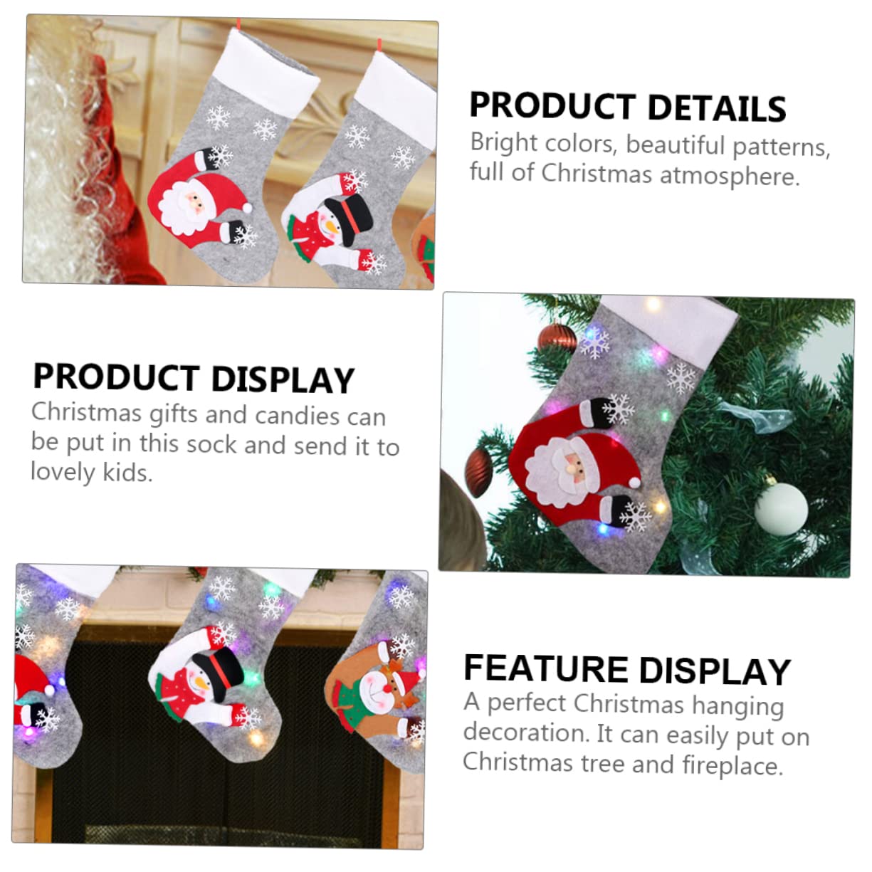 6stücke Leuchtende Weihnachtsstrümpfe Dekorative Socke Für Süßigkeitenaufbewahrung Und Festliche Deko Für Weihnachtsbaum Kamin Und Tür