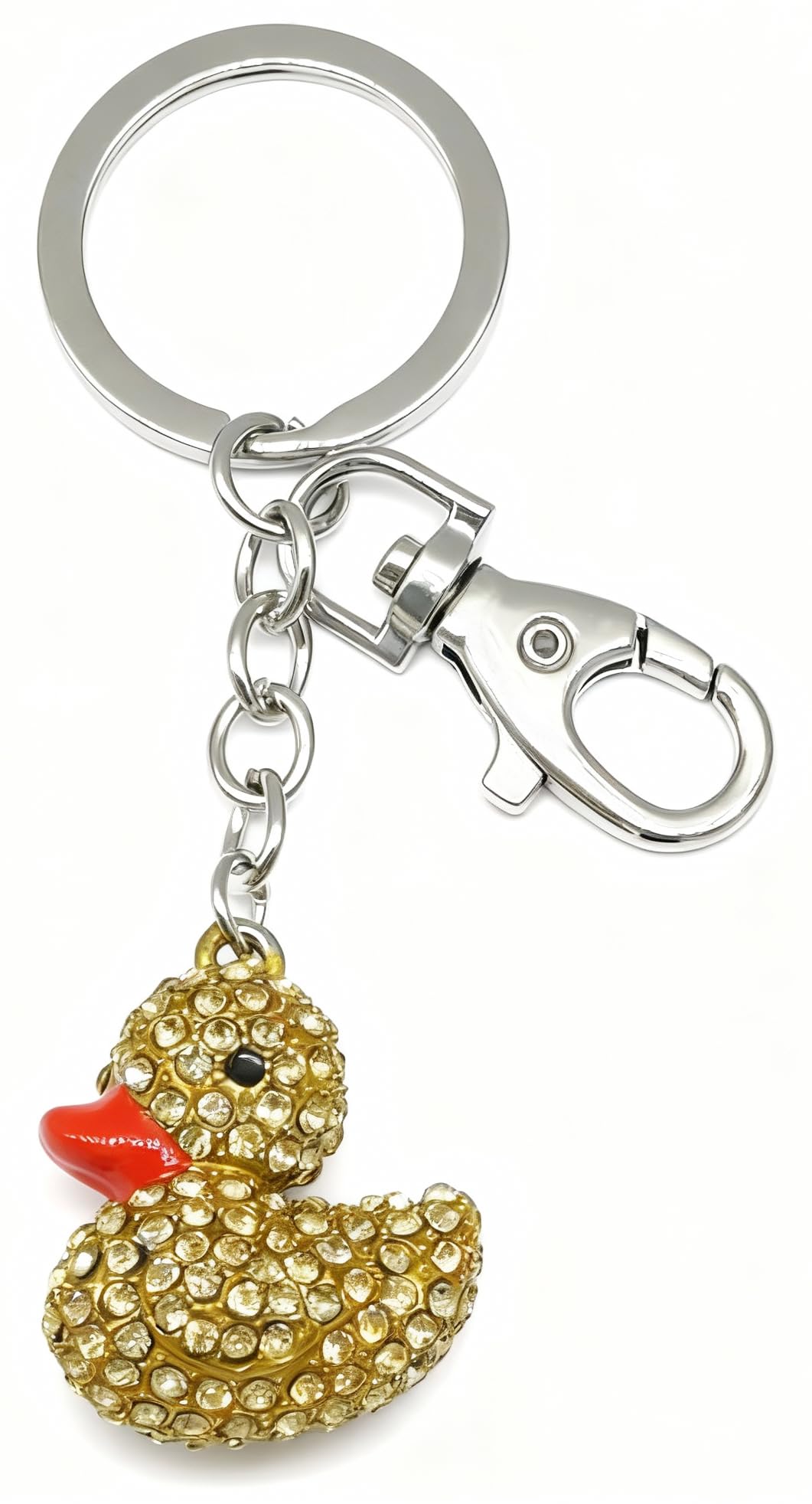 Moydolo Cute Duck KeyChain Bag Charms Crystal Rhinestone Duck Key Chain Ring Pendant For Women Handbag Purse Bags