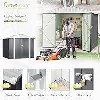 Vista 7 de Greesum Cobertizo de almacenamiento al aire libre de 8 x 6 pies, cobertizo de herramientas de utilidad, cobertizo de almacenamiento de metal