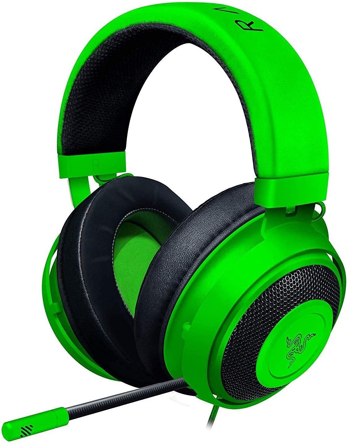 Razer Kraken Gaming Headset: Lightweight Aluminum Frame, Retractable Noise Isolating Microphone, for PC, PS4, PS5, Switch, Xbox One, Xbox Series X & S, Mobile, 3.5 mm Audio Jack – Green