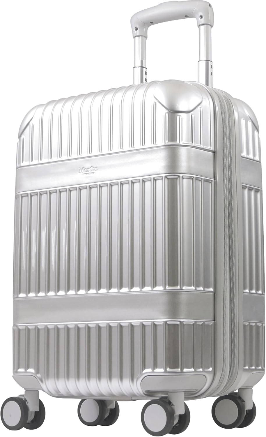 Martha Stewart The Bedford 22 Inch Carry On Luggage, Hardshell Rolling Suitcase with Spinner Wheels, Silver