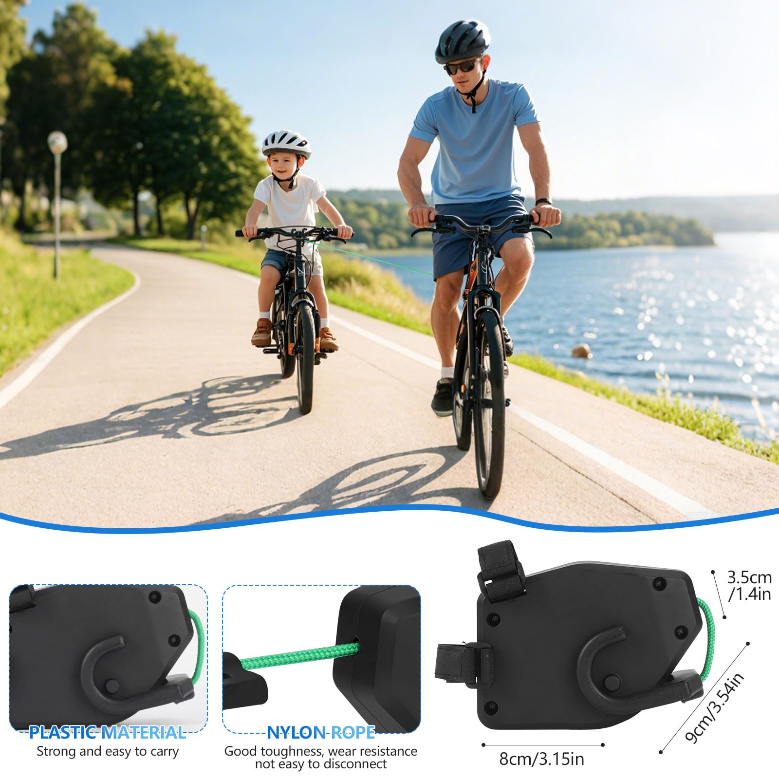 GuKKK Corda da Traino Bici 2.5M Retrattile per Bicicletta MTB Genitore Bambino
