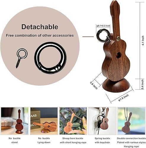 Miniatura 2 de Soporte para púas de guitarra con púas de guitarra, llavero de madera para decoración del hogar, estatuas de espejo de coche, decoración para colgar