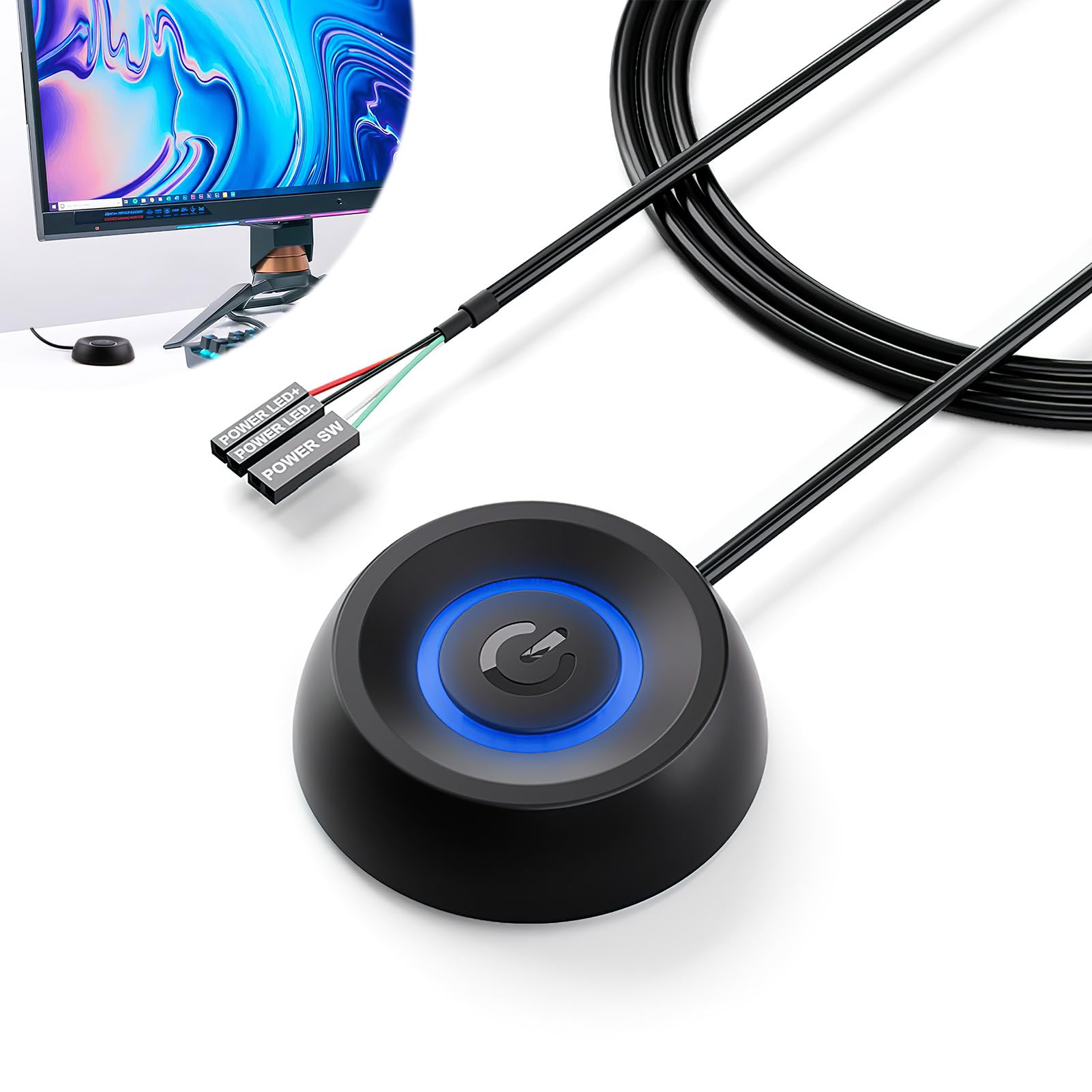 Interruttore Di Accensione Esterno Per PC - Pulsante Meccanico Con Cavo 2 M, Luce RGB, Per Desktop