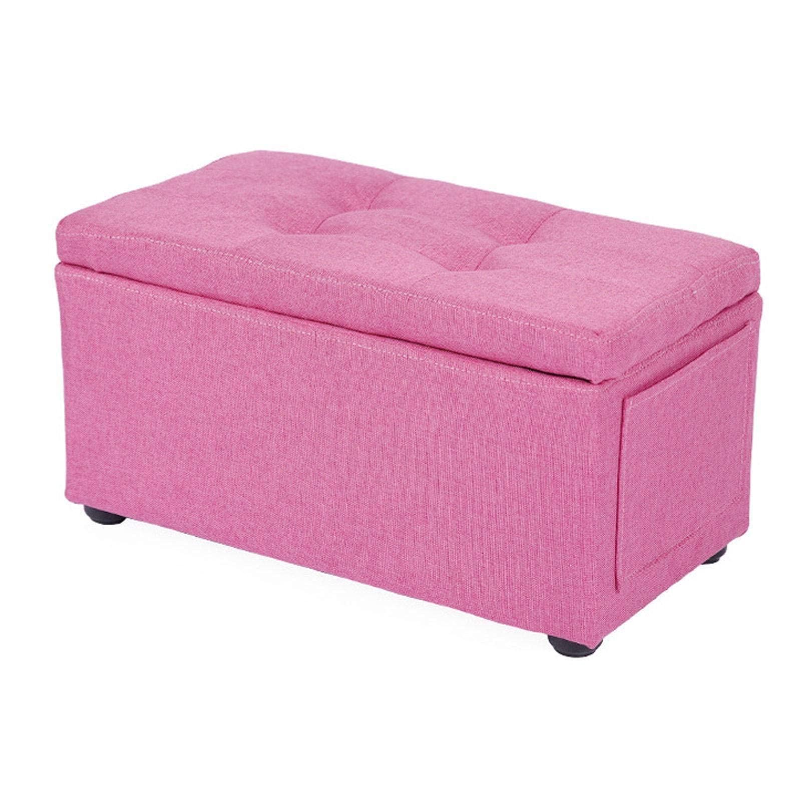Pouf de style européen rose 46x25x25cm avec coffre de rangement discret