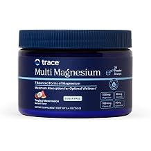 Trace Minerals Multi Magnesium Complex Powder - Magnesium Supplement Drink Mix Supports Immunity, Energy, Digestion, and Mood* - 5.4 oz 153 g - Tropical Watermelon Flavor - 30 Servings