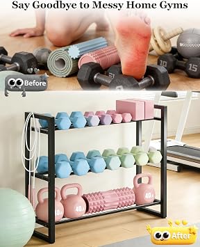 3-Tier Dumbbell Rack – Heavy-Duty Metal Weight Storage Stand, Space-Saving Organizer for Home Gym & Fitness Studio, 360lb Capacity (Dumbbells Not Included)