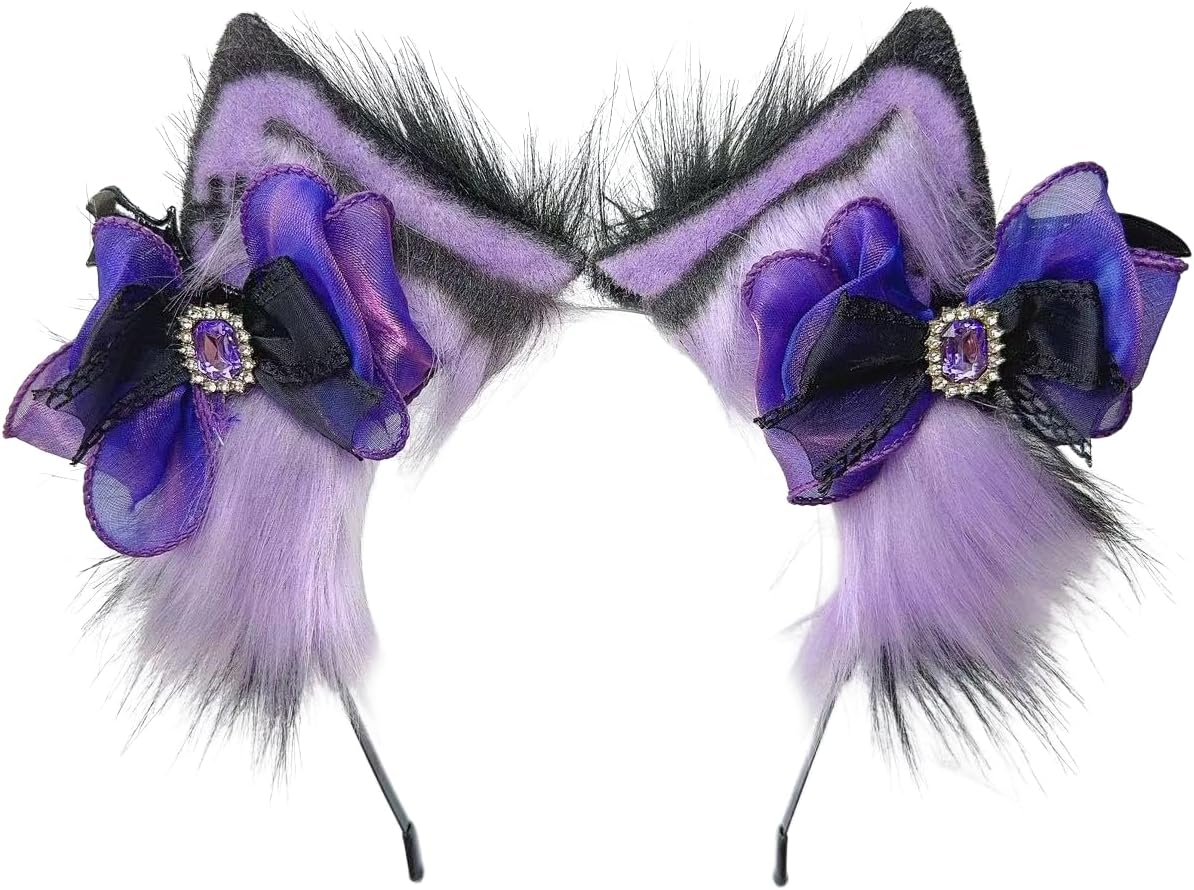 Ekwikzz Cat Cosplay Ears Cat Ears Headbands Clips Accessories Punk Gothic Cross NEW01-ALL