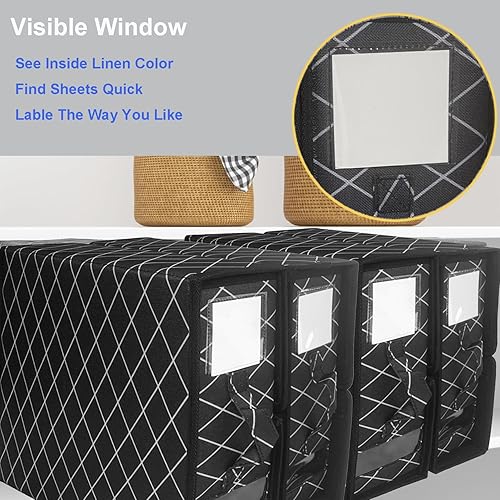 Miniatura 9 de Ausugar 24 Pack SheetCube Bed Sheet Set Organizer Linen Foldable Storage Box Under Bed Storage Bins Storage Container with Handles for Blanket