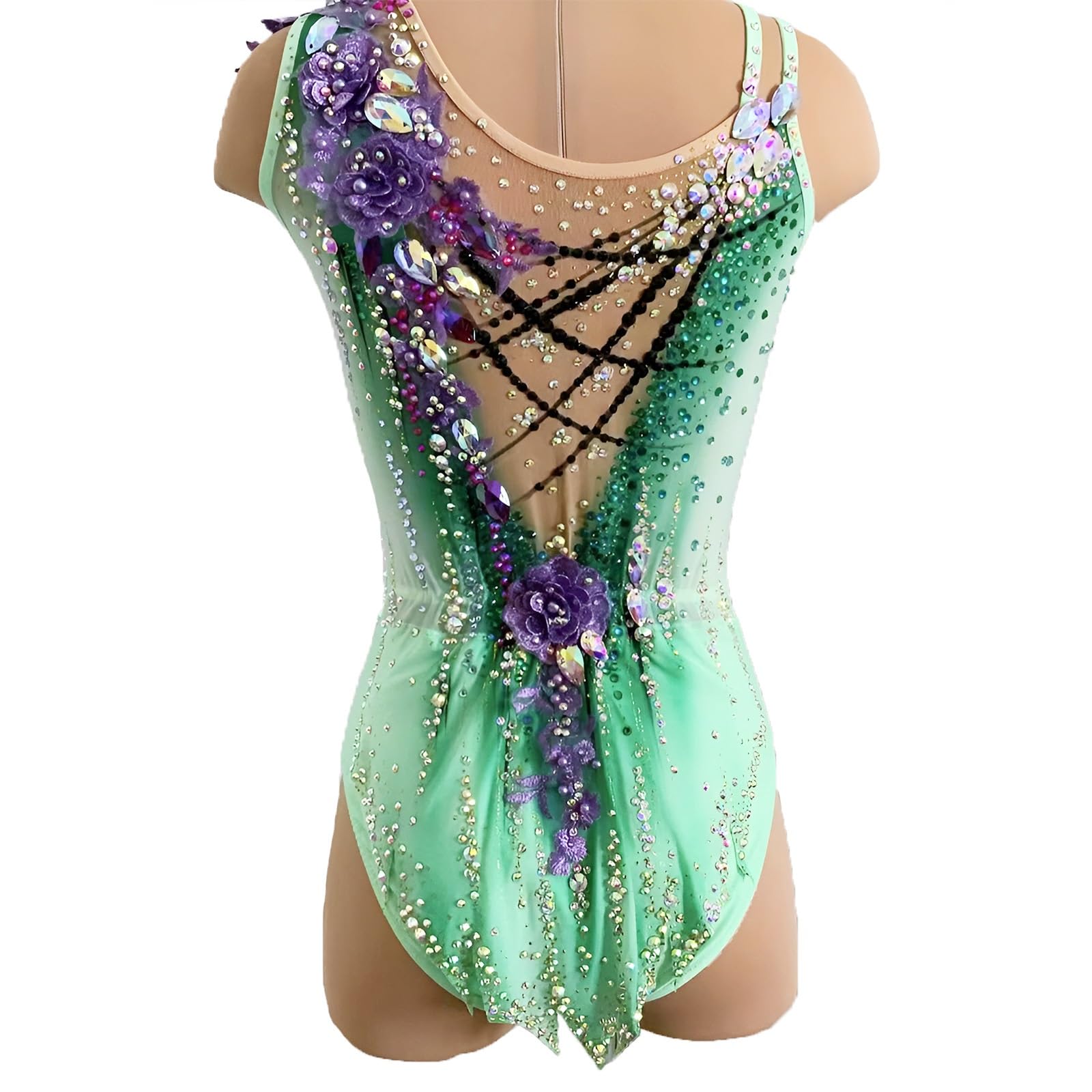 Maillot De Gimnasia Rítmica Sin Mangas for Mujer, Traje De Gimnasia for Niña Hecho A Mano, De Alta Elasticidad, for Competición.
