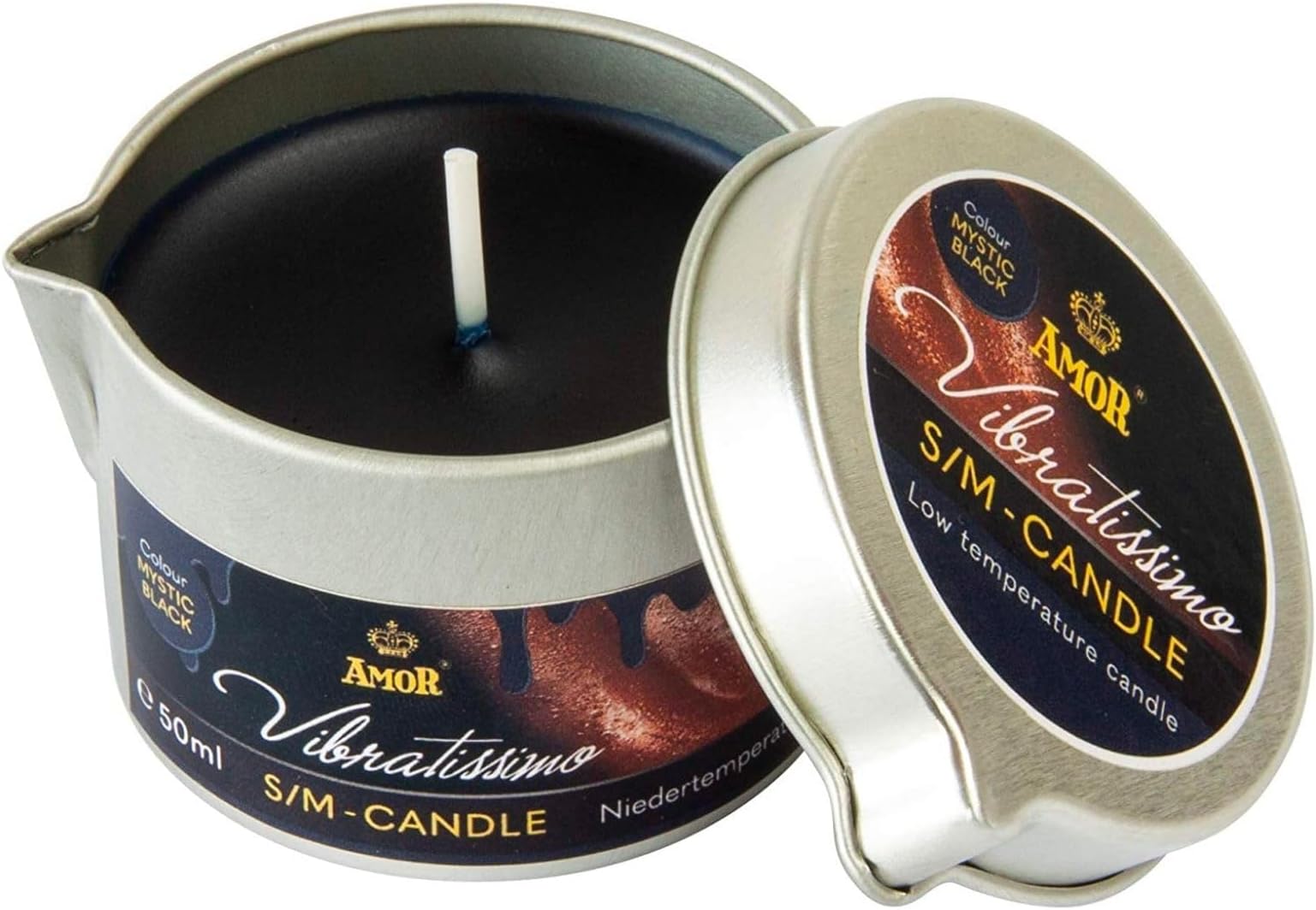 VibratissimoS/M Candle Mystic Black 50ml I Low Temperature Candle in Black I Odorless Wax I Drip for Erotic Games I Romantic Massage for Couples I