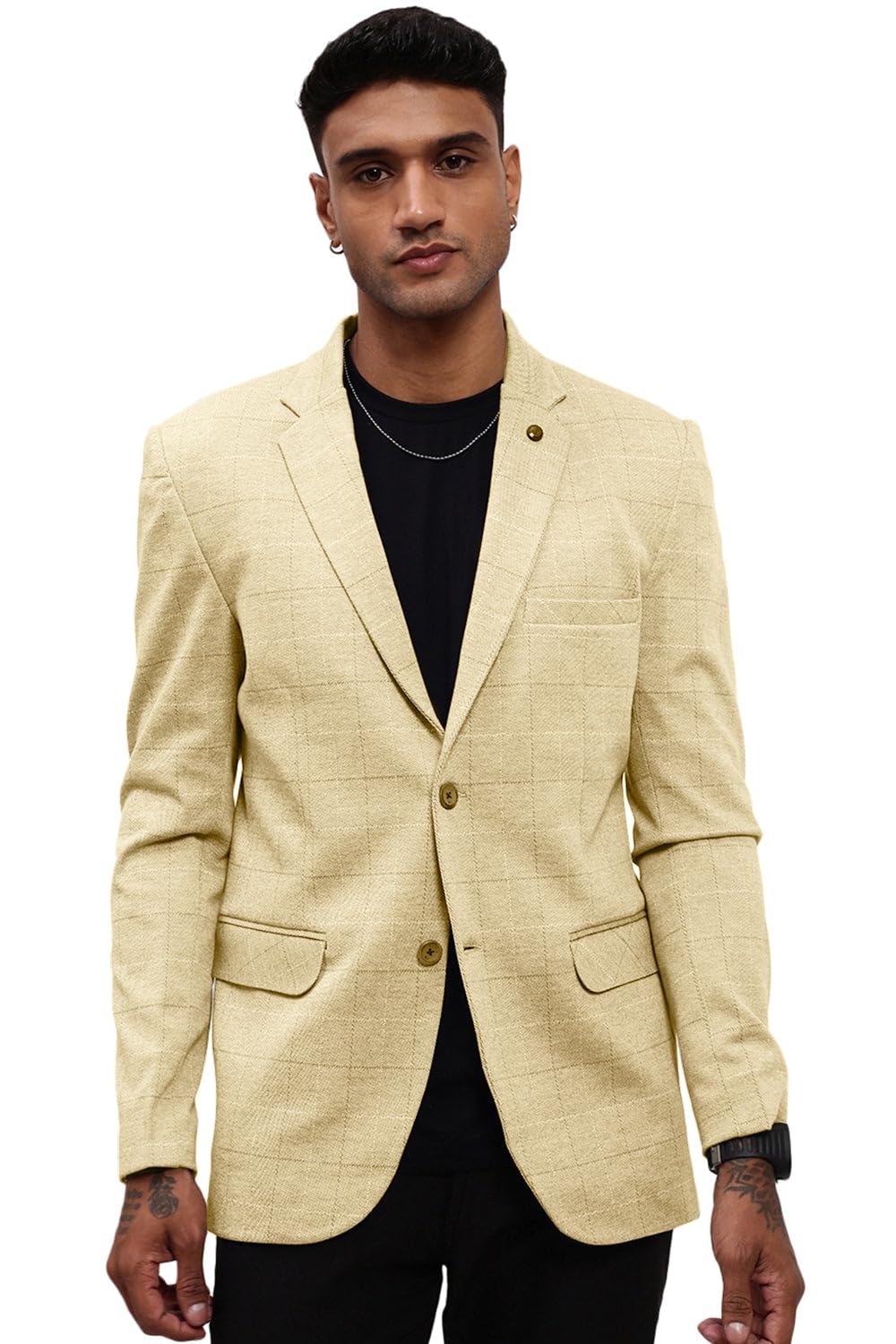 showoffff Men's Single Breasted Slim Blazer-picture-42