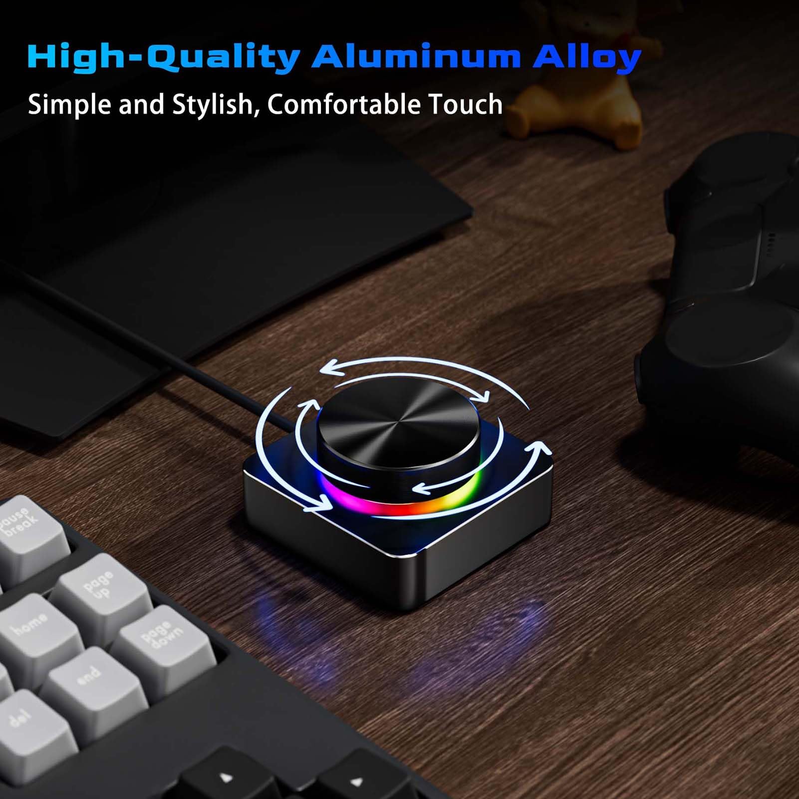 docooler Manopola di Controllo del Volume RGB USB+BT+2.4G Controller Multimediale a Tre modalità per PC/Giochi