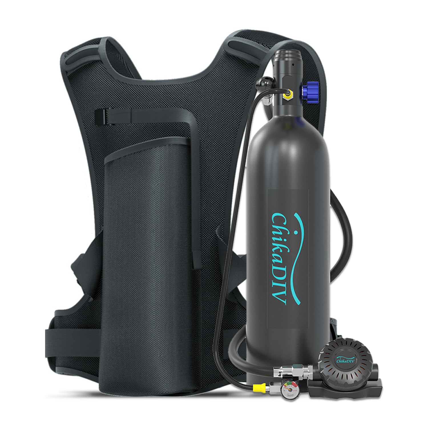 CHIKADIV 1.9L Scuba Tank – Reusable Pony Tank for Underwater Exploration Gear, 25-30 Min Underwater Use, Ideal Scuba Pony Bottle